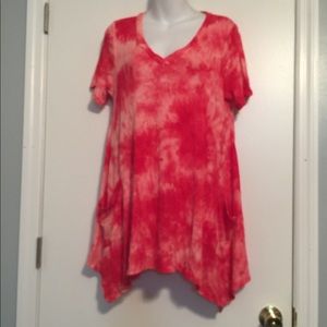 Tie dye thermal tunic with a Asymmetric hem